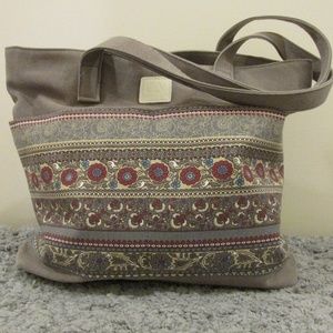 Grey Tote Bag gray w/pretty multi print